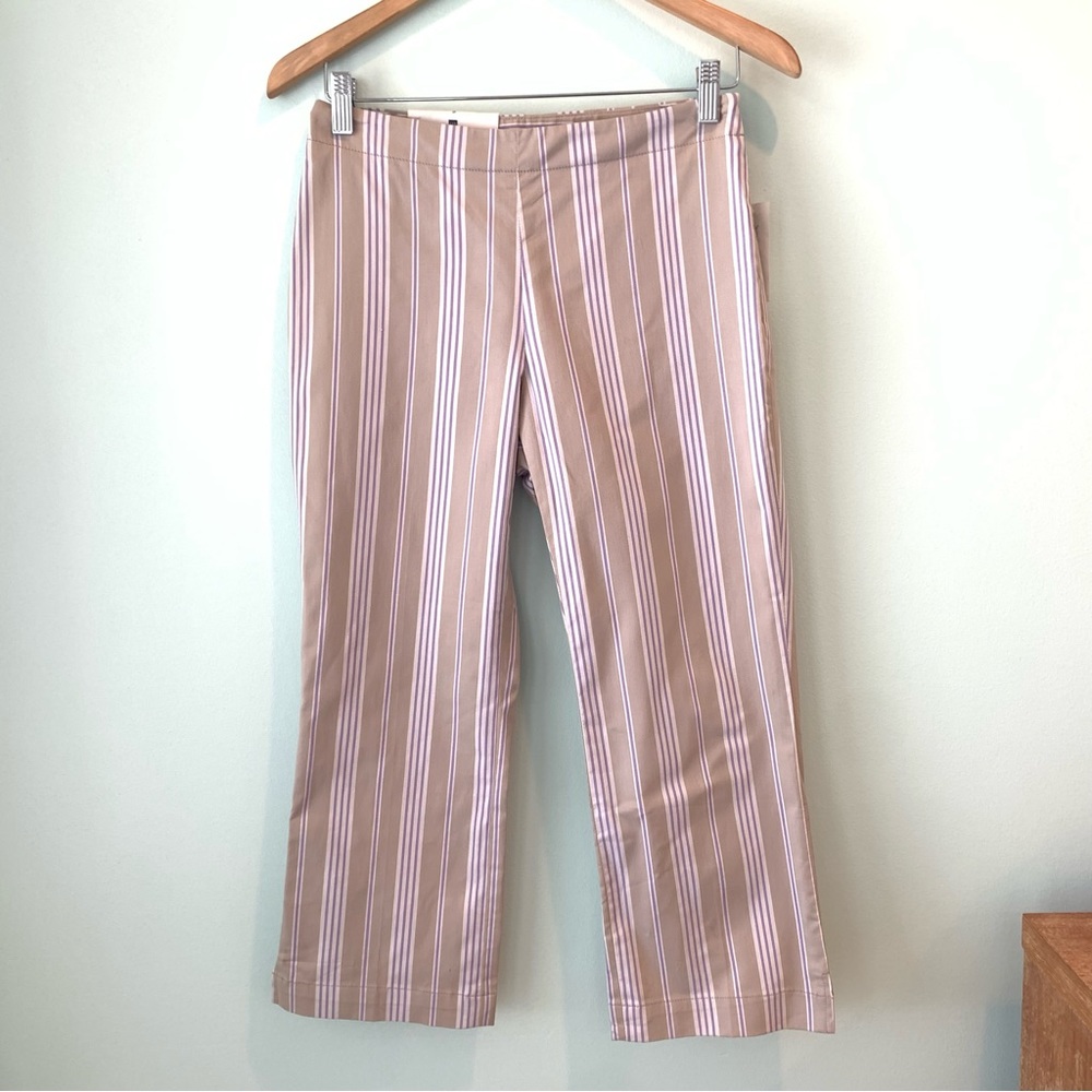 NWT GAP Vintage Striped Stretch Classic Fit Side Zip Capri Pants 2